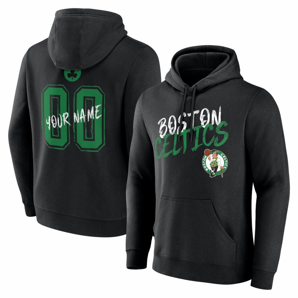 Boston Celtics Big & Tall Hustle Personalized Name & Number Hoodie Black