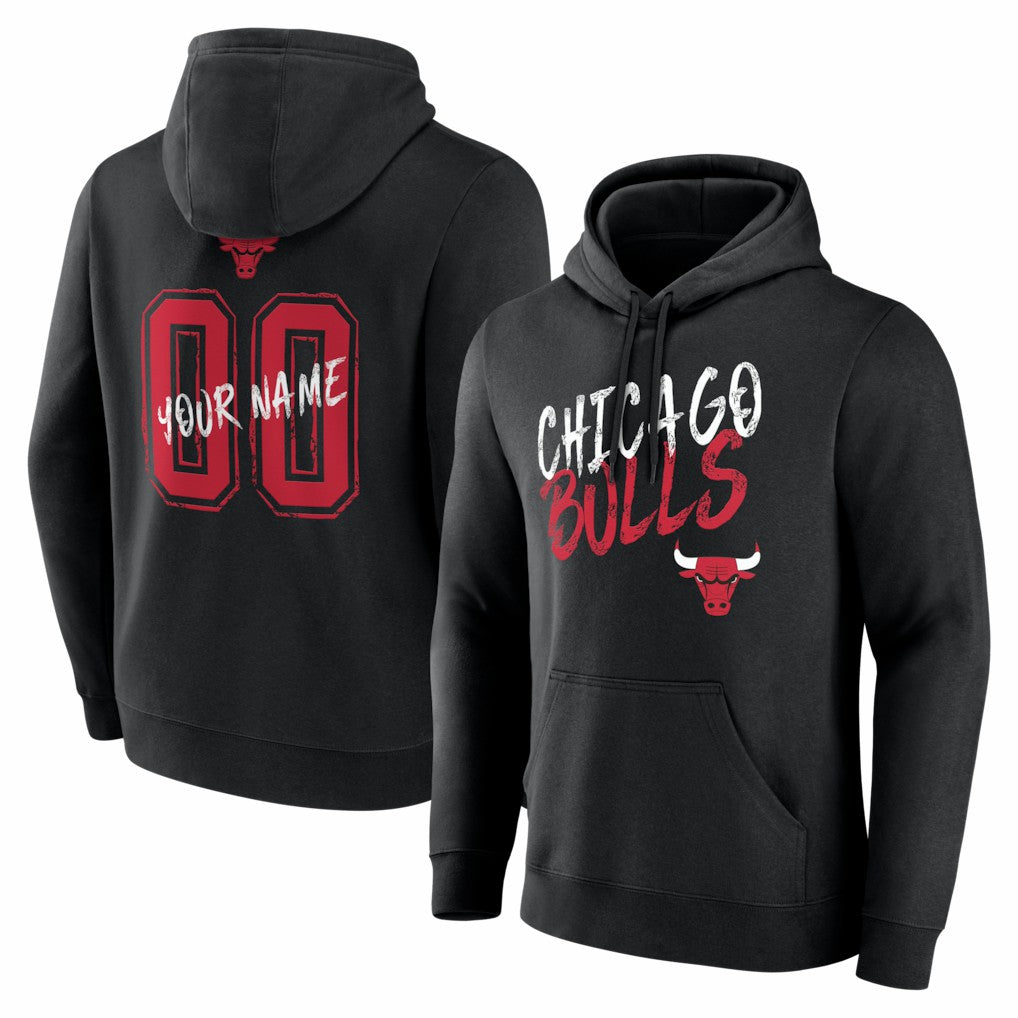 Chicago Bulls Big & Tall Hustle Personalized Name & Number Hoodie Black