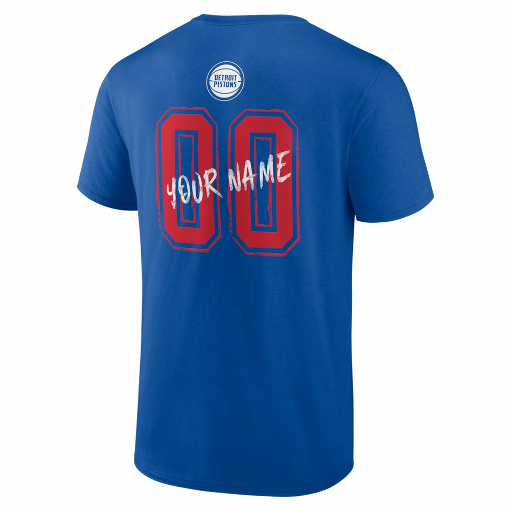 Detroit Pistons Big & Tall Hustle Personalized Name & Number T-Shirt Blue