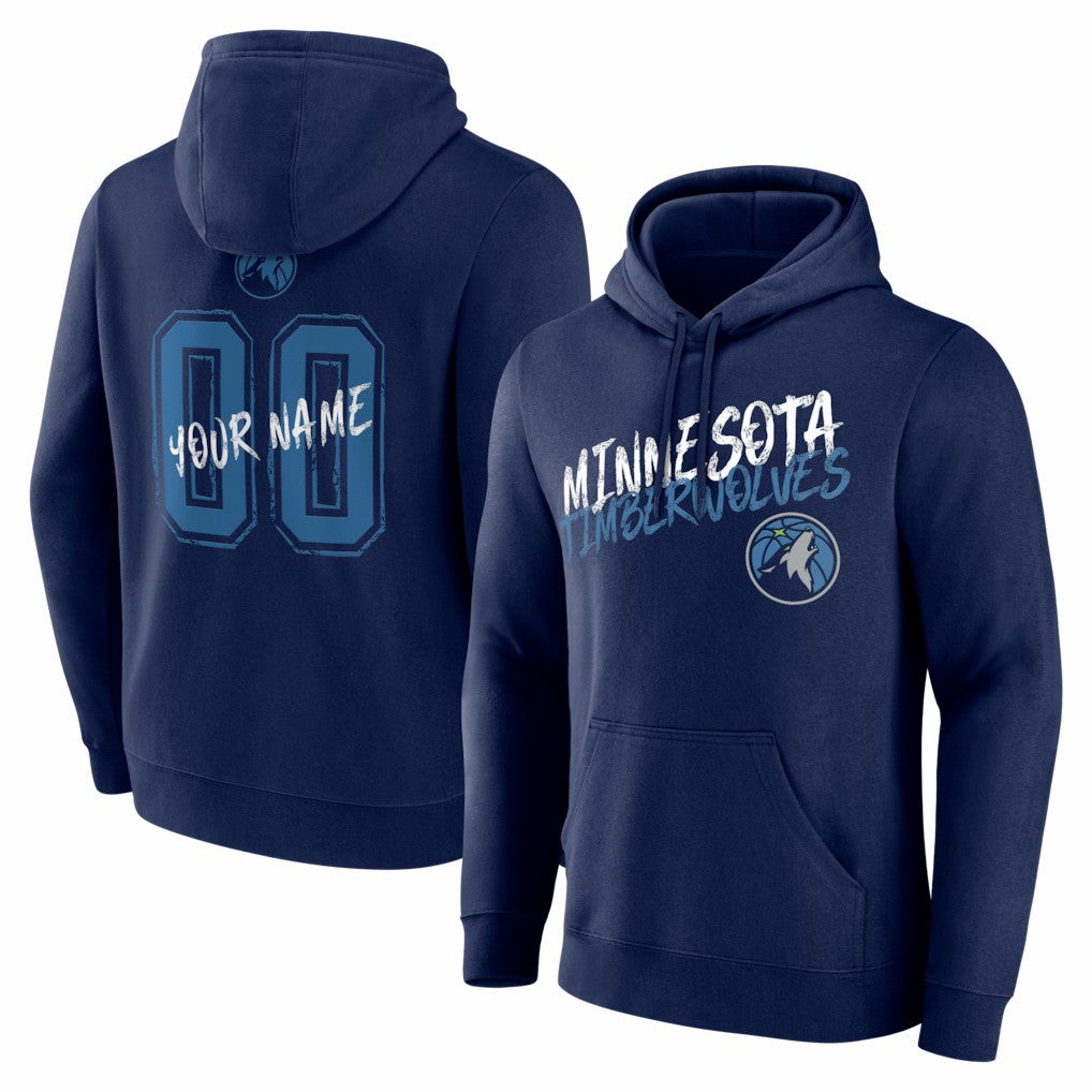 Minnesota Timberwolves Big & Tall Hustle Personalized Name & Number Hoodie Navy