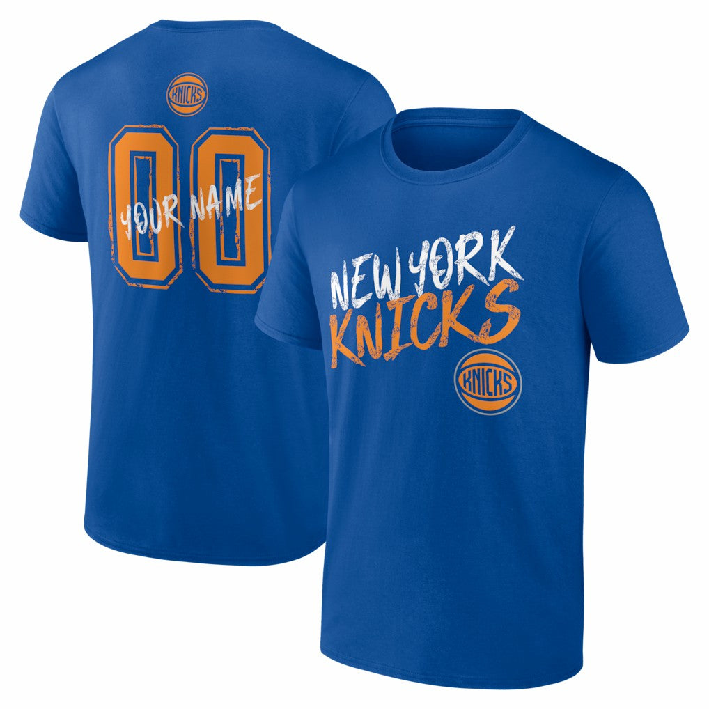 New York Knicks Big & Tall Hustle Personalized Name & Number T-Shirt Blue