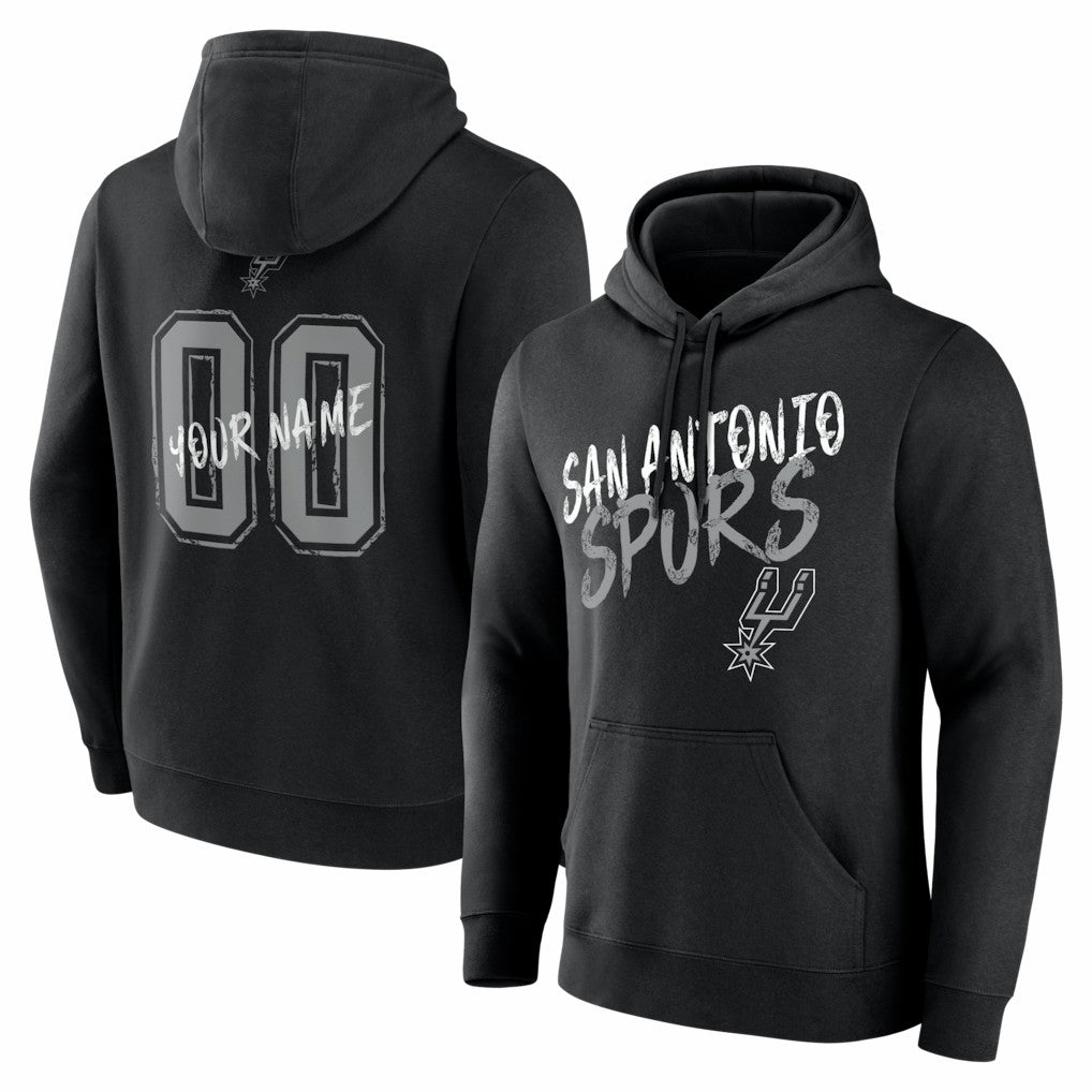 San Antonio Spurs Big & Tall Hustle Personalized Name & Number Hoodie Black