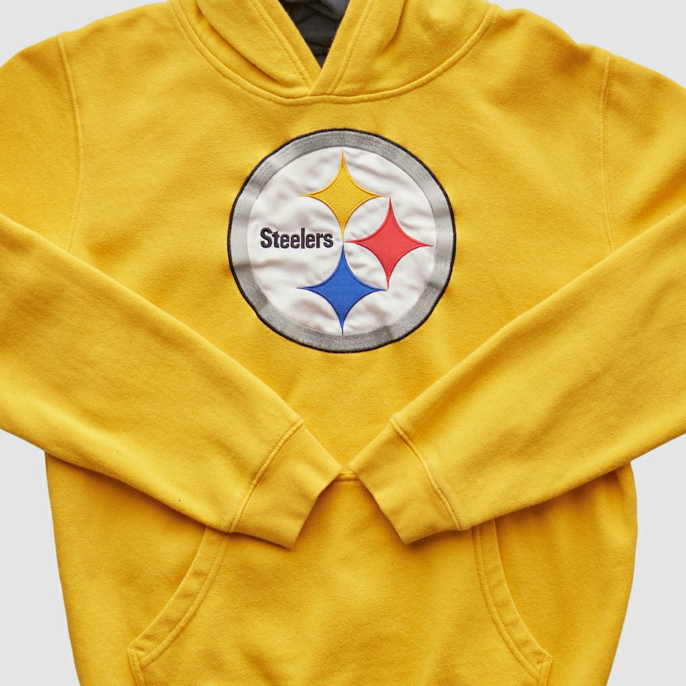Pittsburgh Steelers NFL 2000s Hooded Pullover Sweatshirt Yellow Vintage