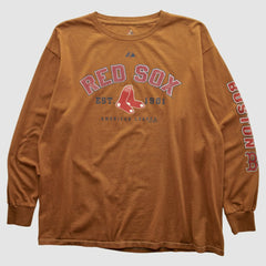 Boston Red Sox Majestic 2000s Long Sleeve T-shirt - Brown - L by Fanatics Real Vintage T-shirts