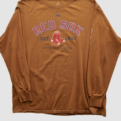 Boston Red Sox Majestic 2000s Long Sleeve T-shirt - Brown - L by Fanatics Real Vintage T-shirts