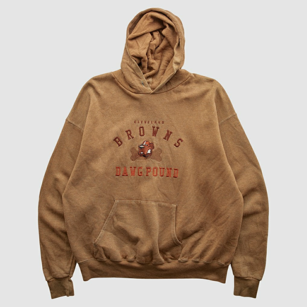 Cleveland Browns Lee Apparel 90s Hooded Pullover Sweatshirt Tan Vintage