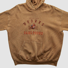 Cleveland Browns Lee Apparel 90s Hooded Pullover Sweatshirt Tan Vintage