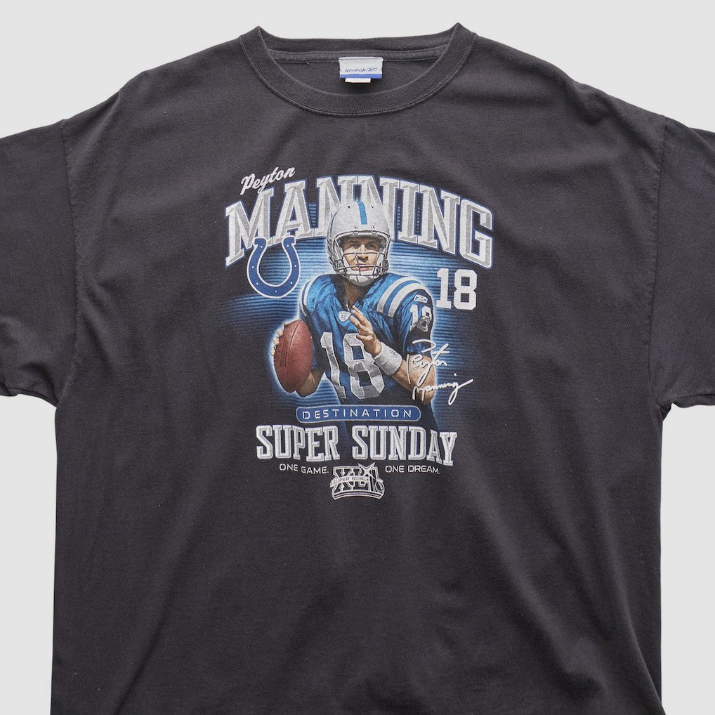 Payton Manning Super Bowl XLI Reebok 2000s T-shirt Black Vintage
