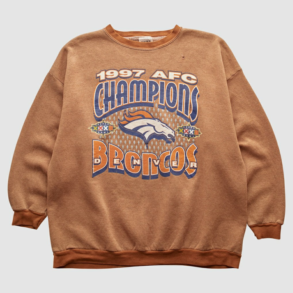 Denver Broncos Tultex 1997 Pullover Sweatshirt Brown Vintage