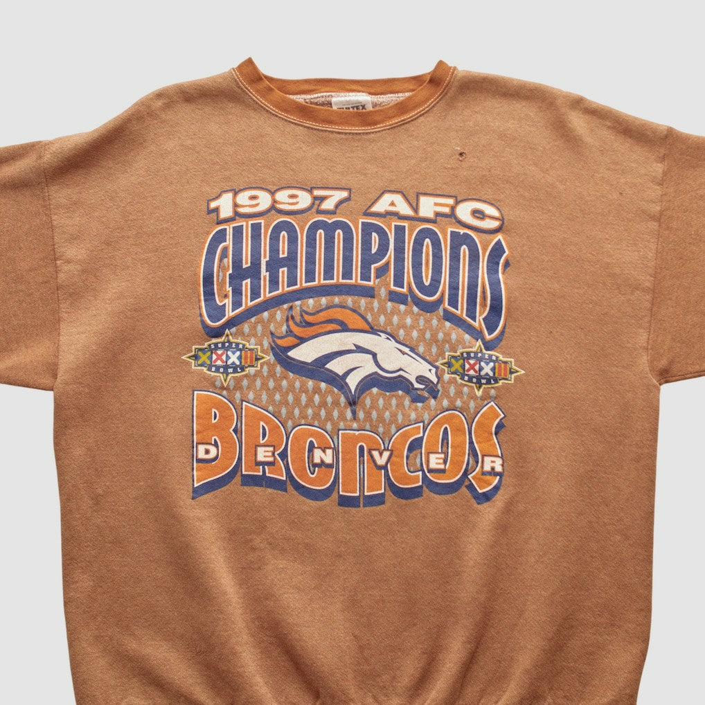 Denver Broncos Tultex 1997 Pullover Sweatshirt Brown Vintage