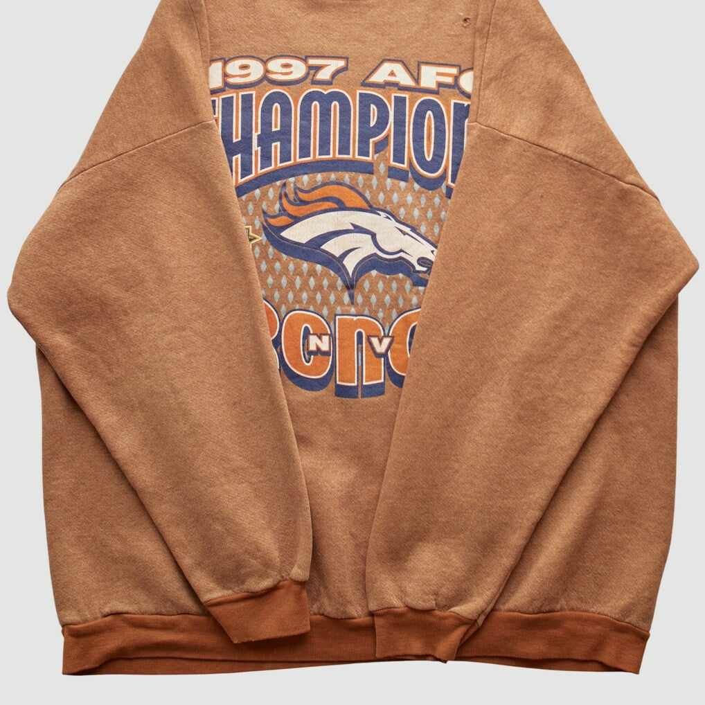 Denver Broncos Tultex 1997 Pullover Sweatshirt Brown Vintage