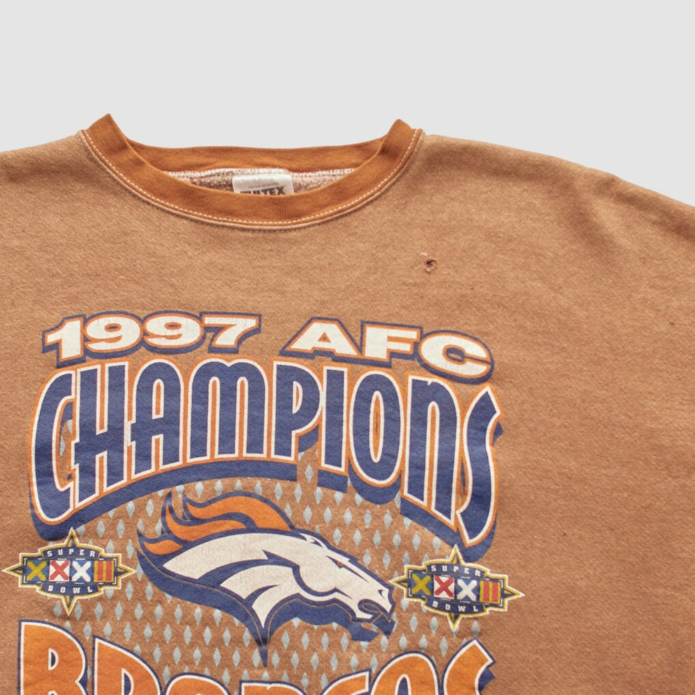 Denver Broncos Tultex 1997 Pullover Sweatshirt Brown Vintage