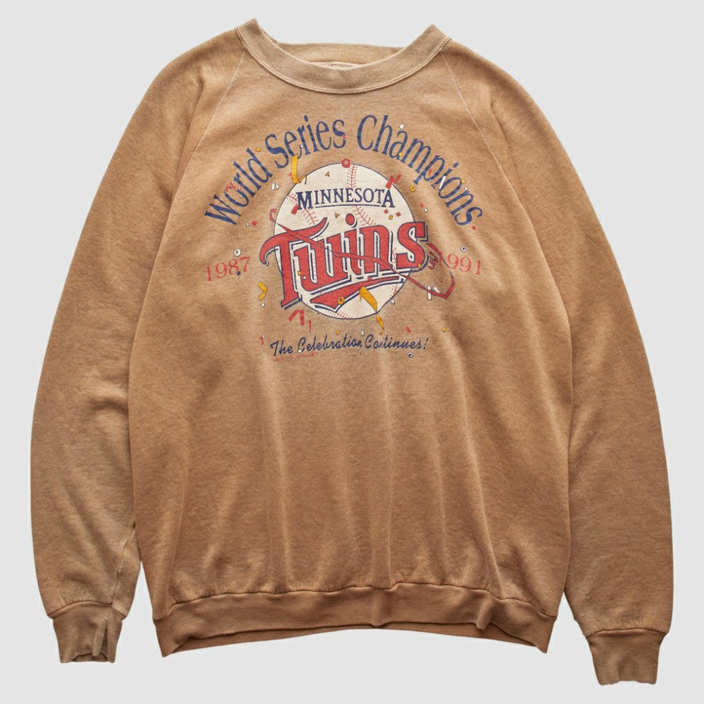 Minnesota Twins 1991 Pullover Sweatshirt - Tan - M by Fanatics Real Vintage Pullover