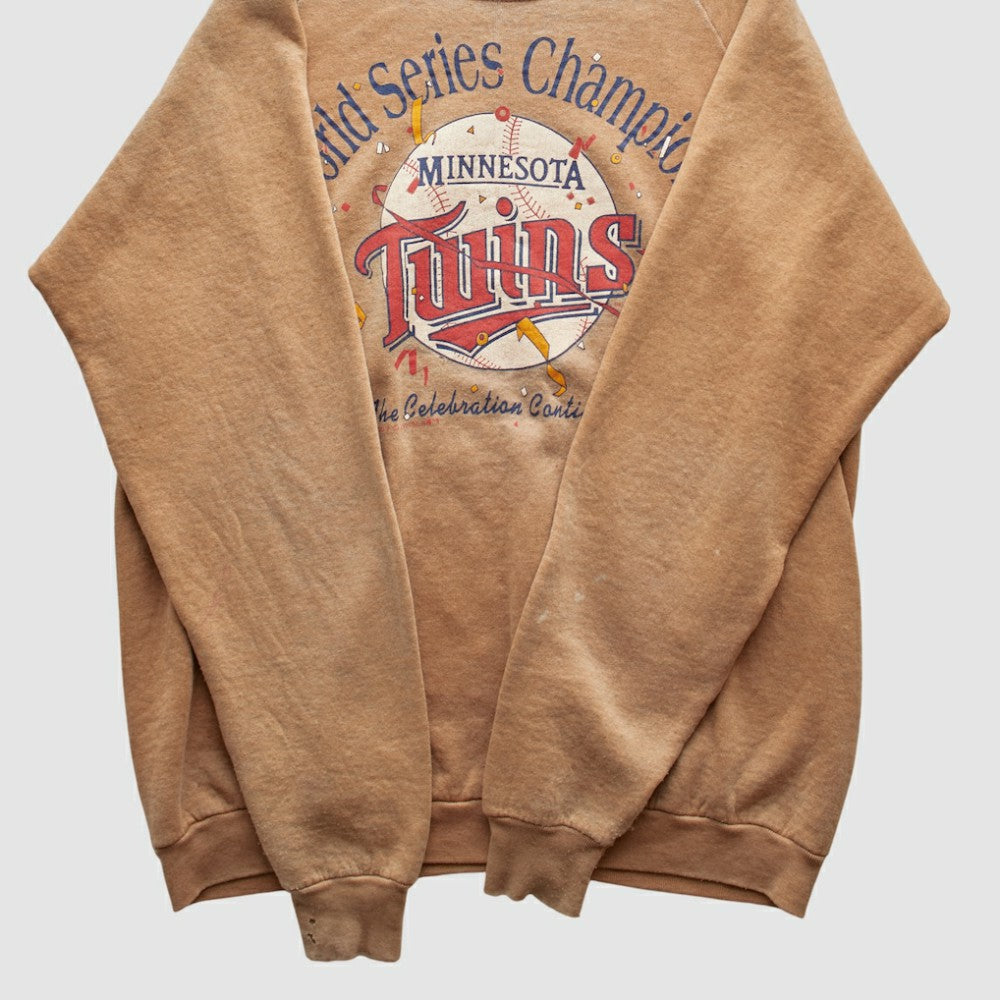 Minnesota Twins 1991 Pullover Sweatshirt - Tan - M by Fanatics Real Vintage Pullover