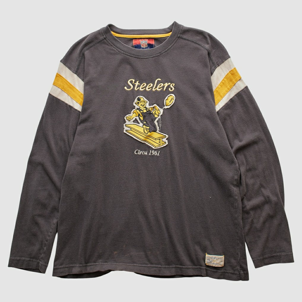 Pittsburgh Steelers Reebok 2000s Long Sleeve T-shirt Charcoal Vintage