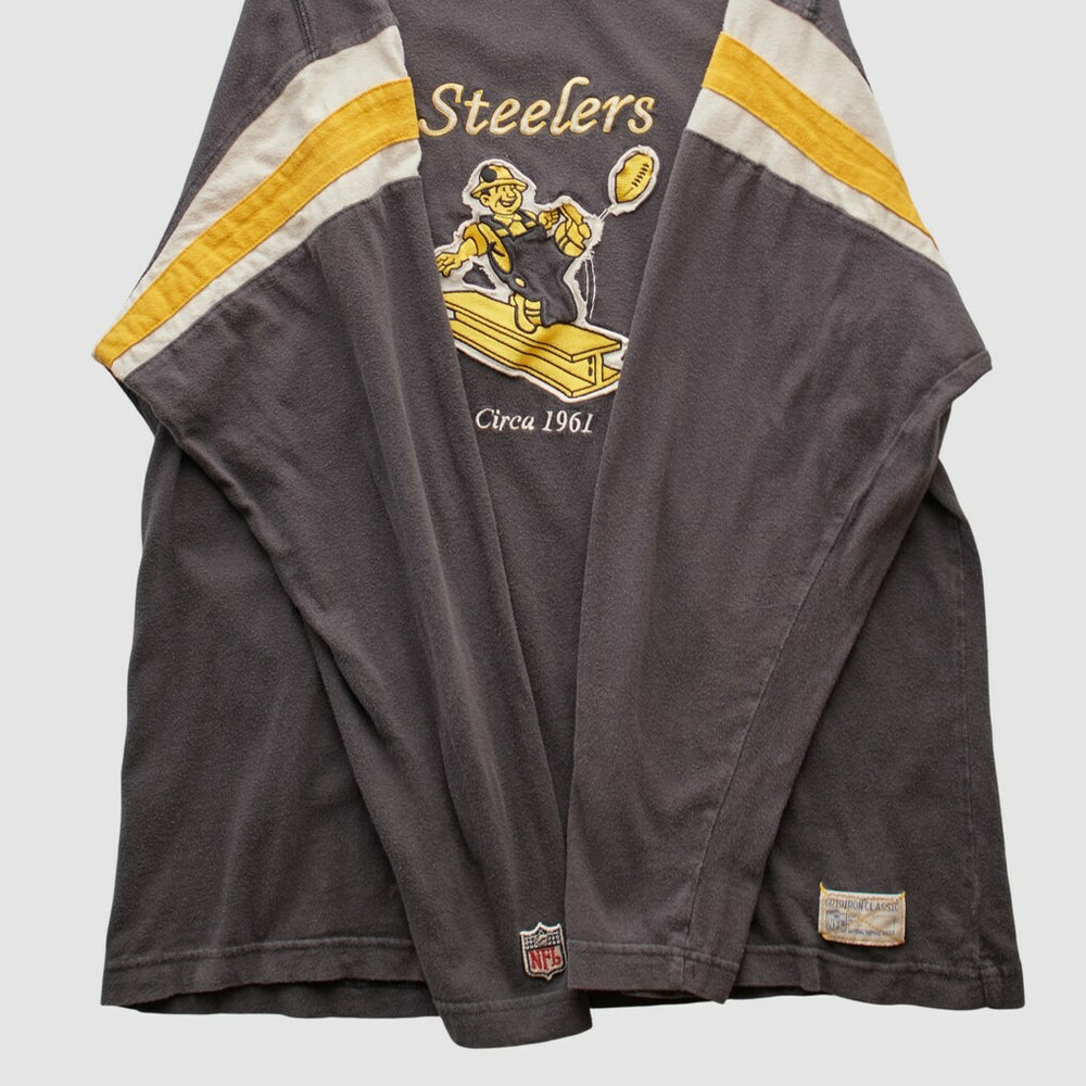 Pittsburgh Steelers Reebok 2000s Long Sleeve T-shirt Charcoal Vintage