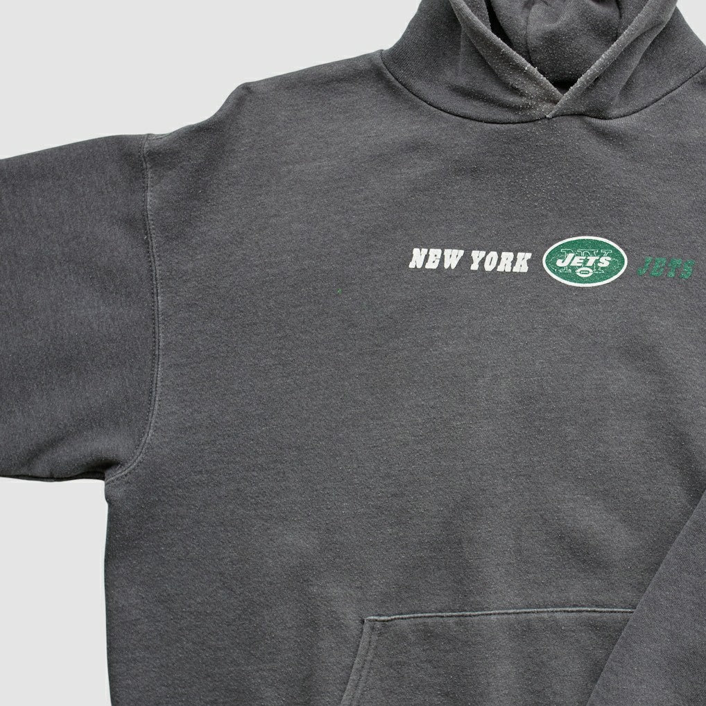 New York Jets Team Edition Apparel 2000s Hooded Pullover Sweatshirt Charcoal Vintage