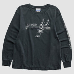 San Antonio Spurs Reebok 2000s Long Sleeve T-shirt Black Vintage
