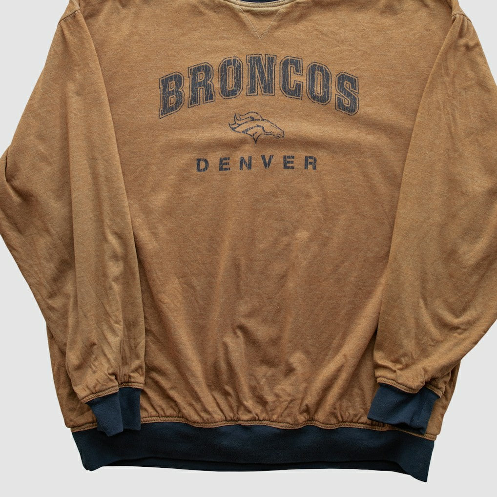 Denver Broncos 2000s Pullover Sweatshirt Tan Vintage