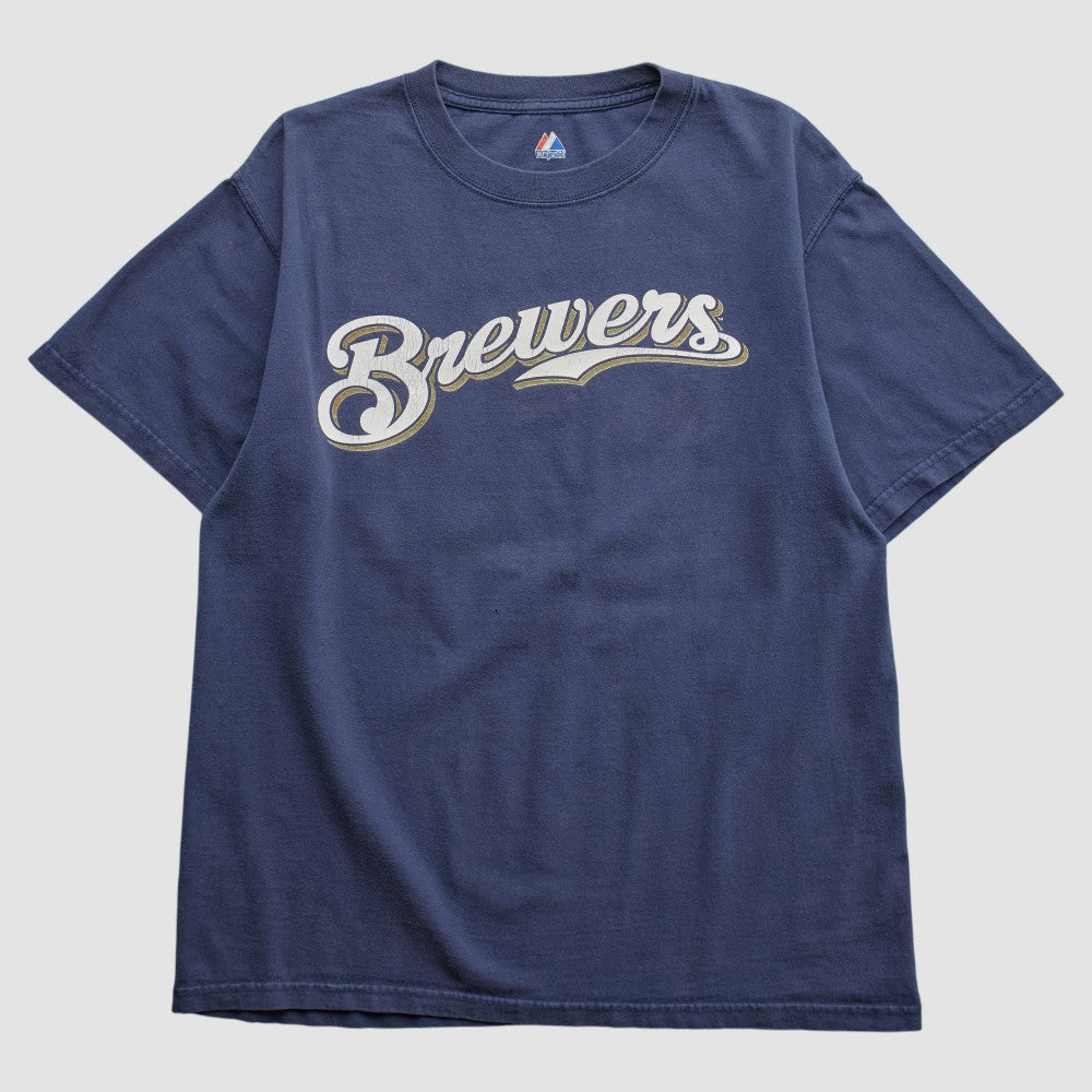 Milwaukee Brewers Majestic 2000s T-shirt - Navy - M by Fanatics Real Vintage T-shirts