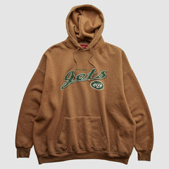 New York Jets NFL 2000s Hooded Pullover Sweatshirt Brown Vintage