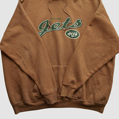 New York Jets NFL 2000s Hooded Pullover Sweatshirt Brown Vintage