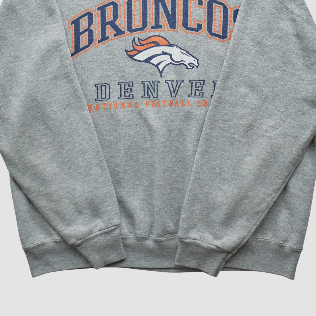 Denver Broncos Lee Sport 90s Pullover Sweatshirt Heather Gray Vintage