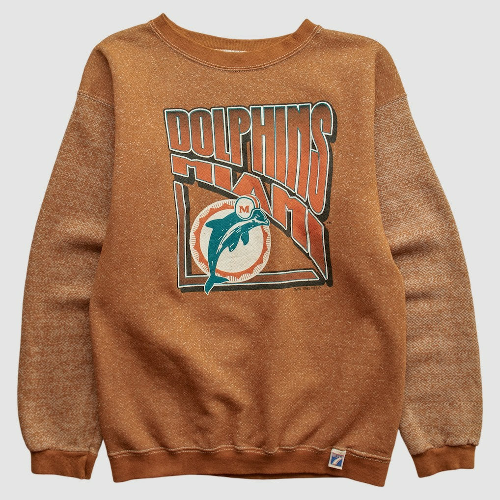 Miami Dolphins Logo 7 90s Pullover Sweatshirt Brown Vintage