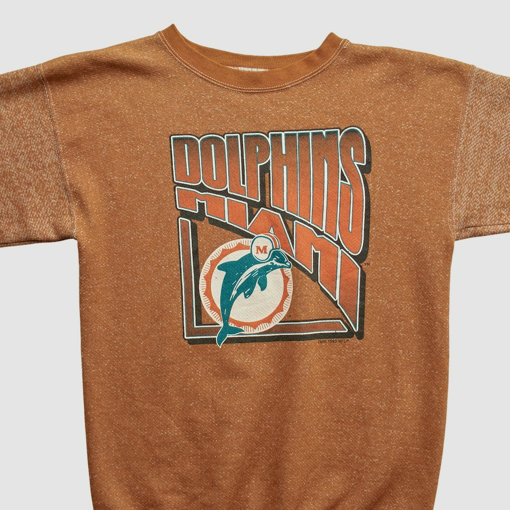 Miami Dolphins Logo 7 90s Pullover Sweatshirt Brown Vintage