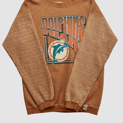 Miami Dolphins Logo 7 90s Pullover Sweatshirt Brown Vintage