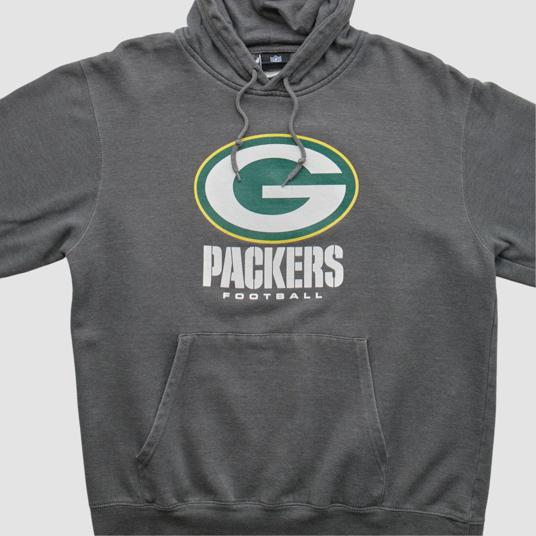 Green Bay Packers NFL 2010s Hooded Pullover Sweatshirt Charcoal Vintage