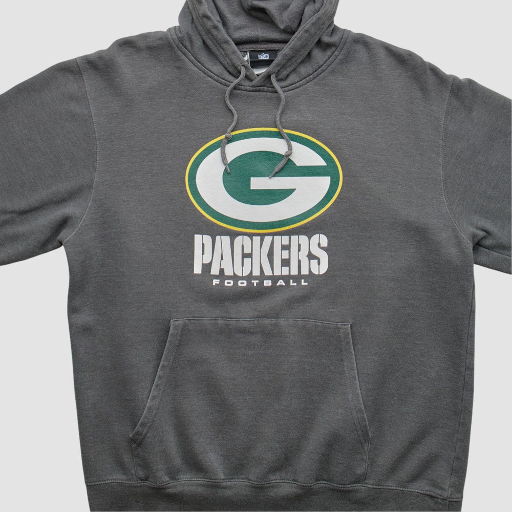 Green Bay Packers NFL 2010s Hooded Pullover Sweatshirt Charcoal Vintage