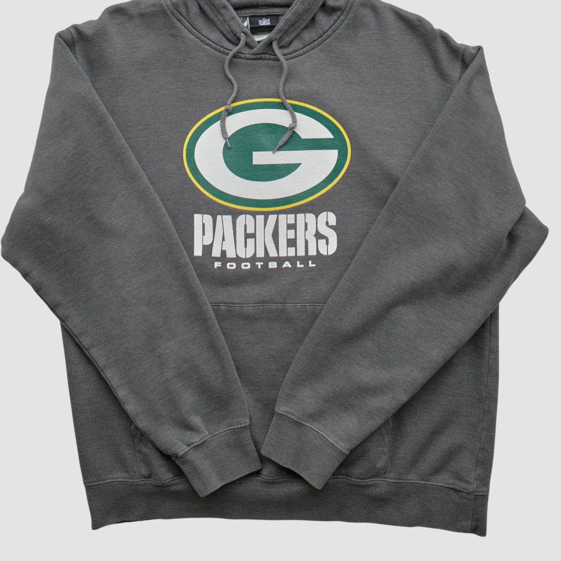 Green Bay Packers NFL 2010s Hooded Pullover Sweatshirt Charcoal Vintage