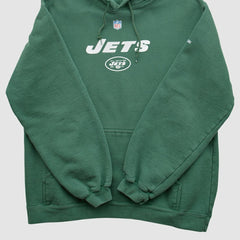 New York Jets Reebok 2000s Hooded Pullover Sweatshirt Green Vintage
