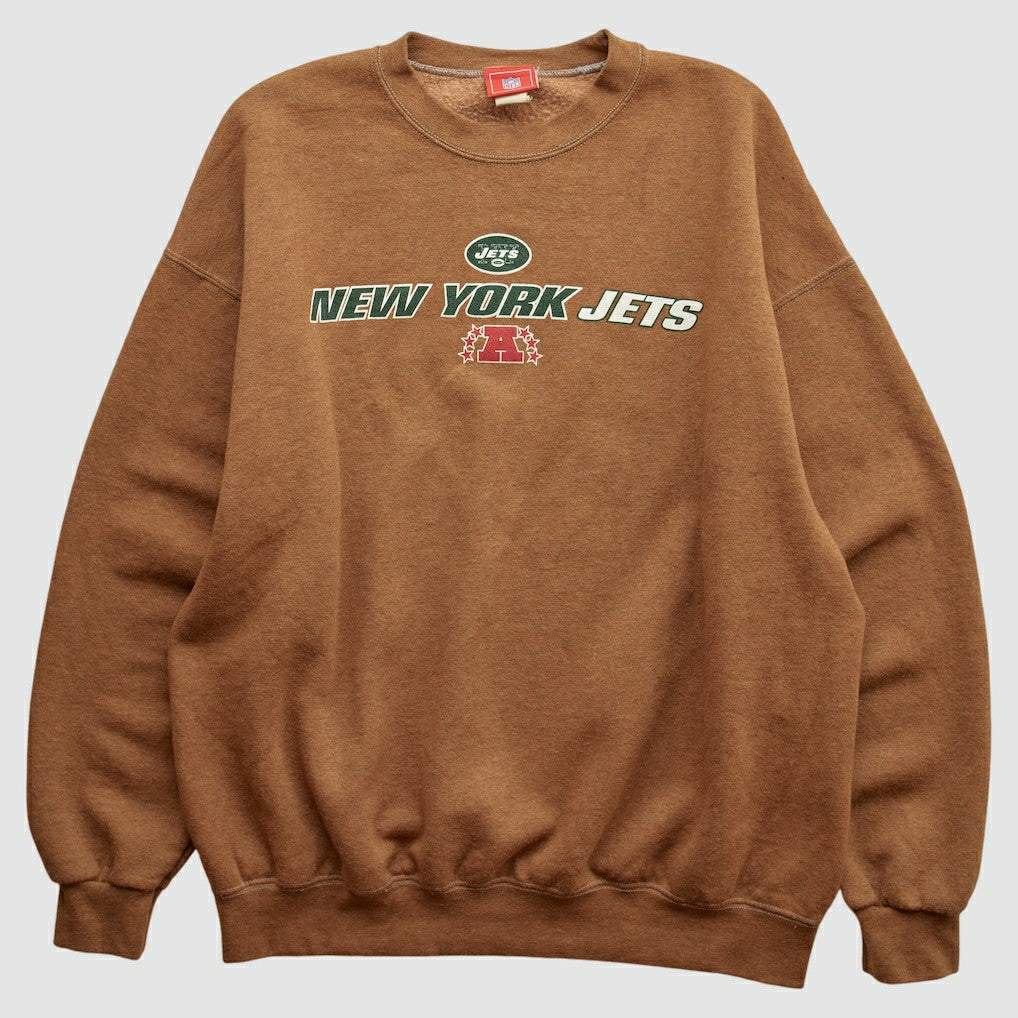 New York Jets NFL 2000s Pullover Sweatshirt Brown Vintage
