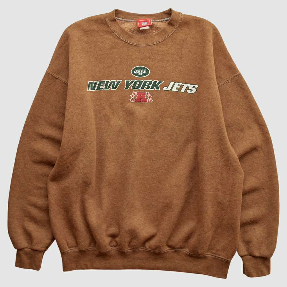 New York Jets NFL 2000s Pullover Sweatshirt Brown Vintage