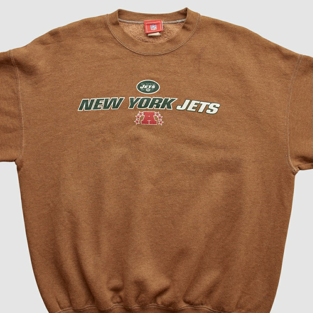 New York Jets NFL 2000s Pullover Sweatshirt Brown Vintage