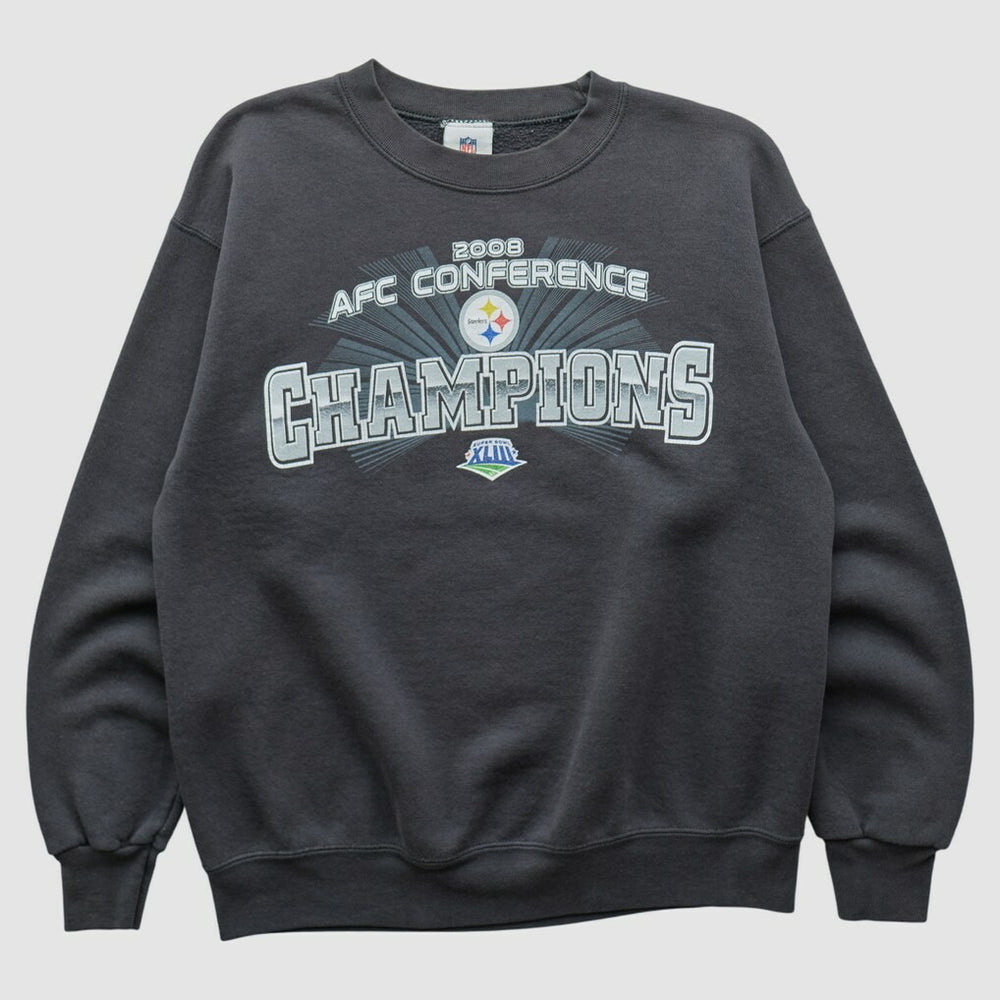 Pittsburgh Steelers NFL 2008 Pullover Sweatshirt Charcoal Vintage