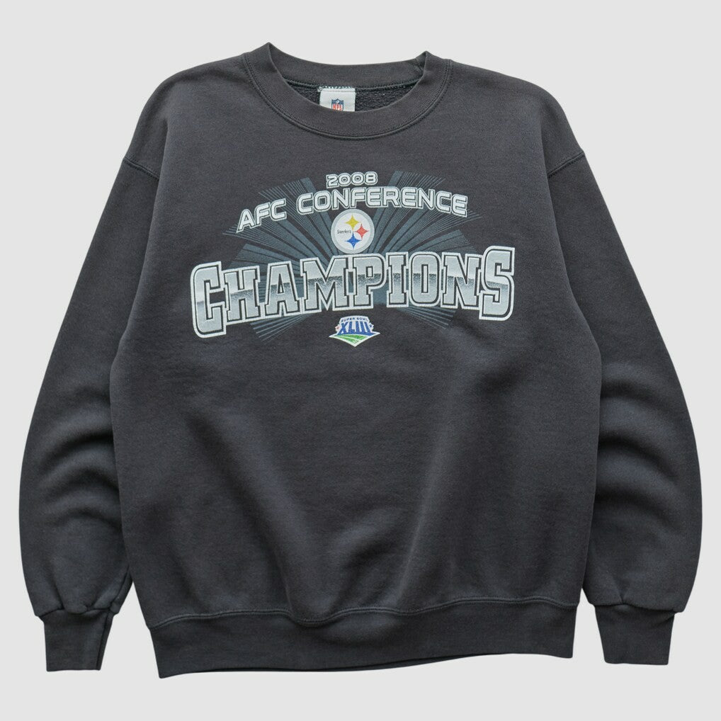 Pittsburgh Steelers NFL 2008 Pullover Sweatshirt Charcoal Vintage