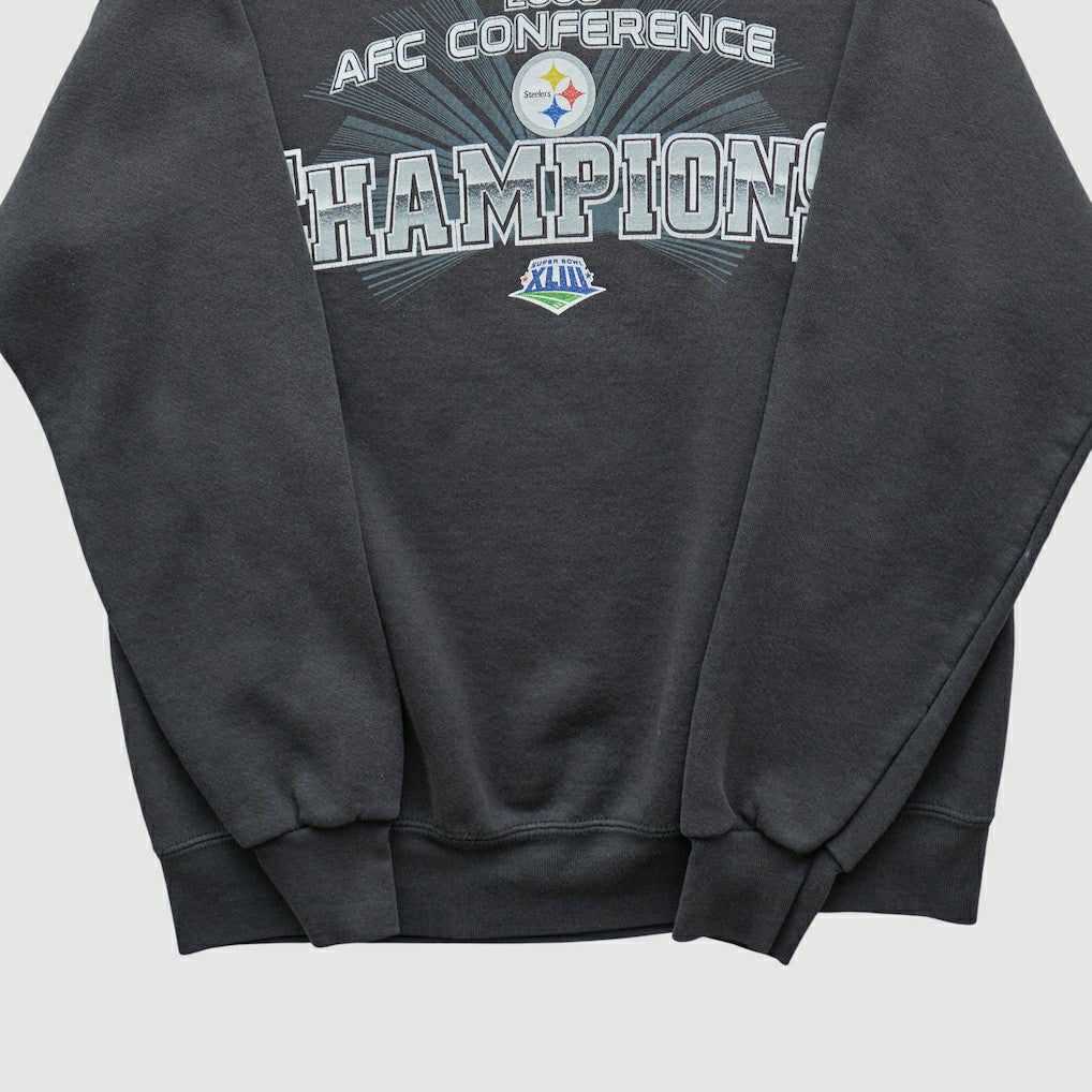 Pittsburgh Steelers NFL 2008 Pullover Sweatshirt Charcoal Vintage