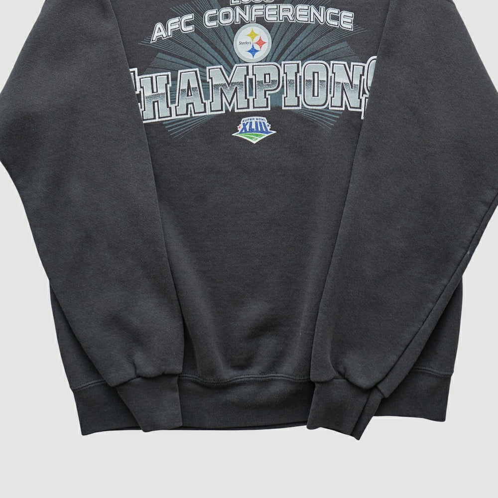 Pittsburgh Steelers NFL 2008 Pullover Sweatshirt Charcoal Vintage