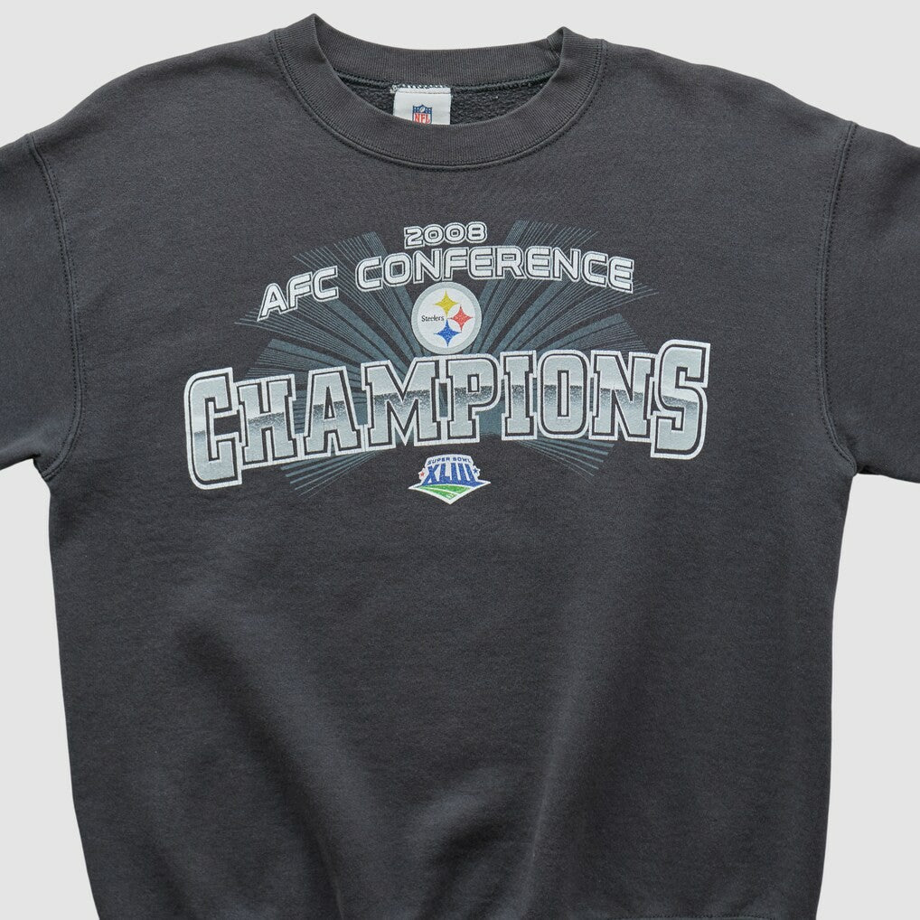 Pittsburgh Steelers NFL 2008 Pullover Sweatshirt Charcoal Vintage
