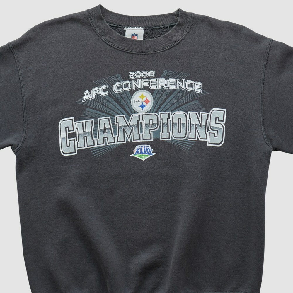 Pittsburgh Steelers NFL 2008 Pullover Sweatshirt Charcoal Vintage