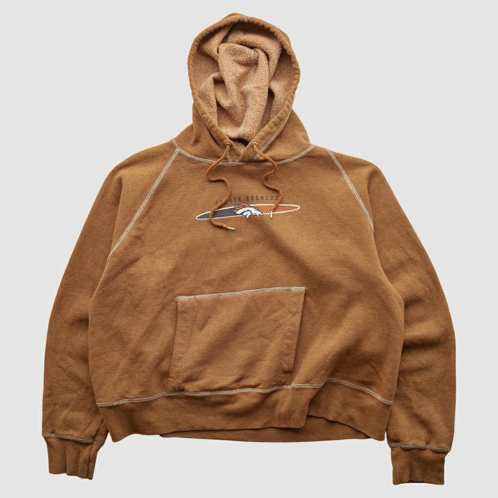 Denver Broncos NFL 2000s Hooded Pullover Sweatshirt Tan Vintage
