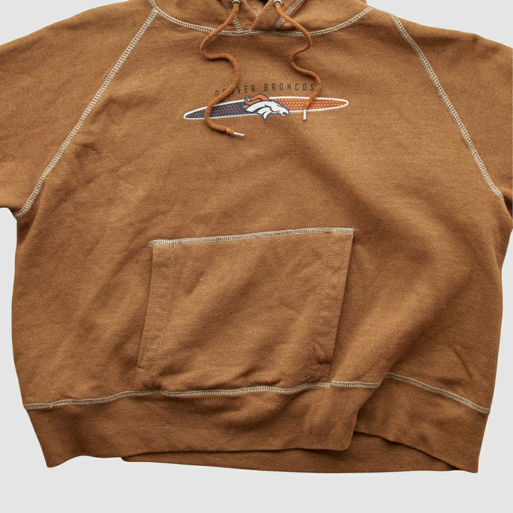 Denver Broncos NFL 2000s Hooded Pullover Sweatshirt Tan Vintage