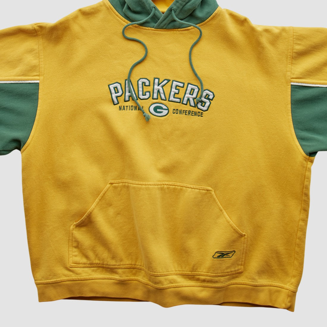 Green Bay Packers Reebok 2000s Hooded Pullover Sweatshirt Yellow Vintage