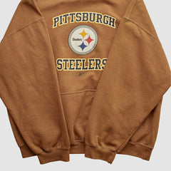 Pittsburgh Steelers Reebok 2000s Hooded Pullover Sweatshirt Brown Vintage
