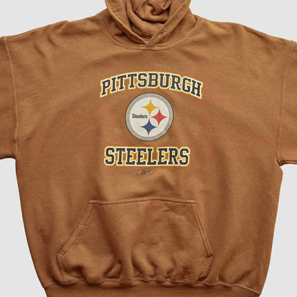 Pittsburgh Steelers Reebok 2000s Hooded Pullover Sweatshirt Brown Vintage