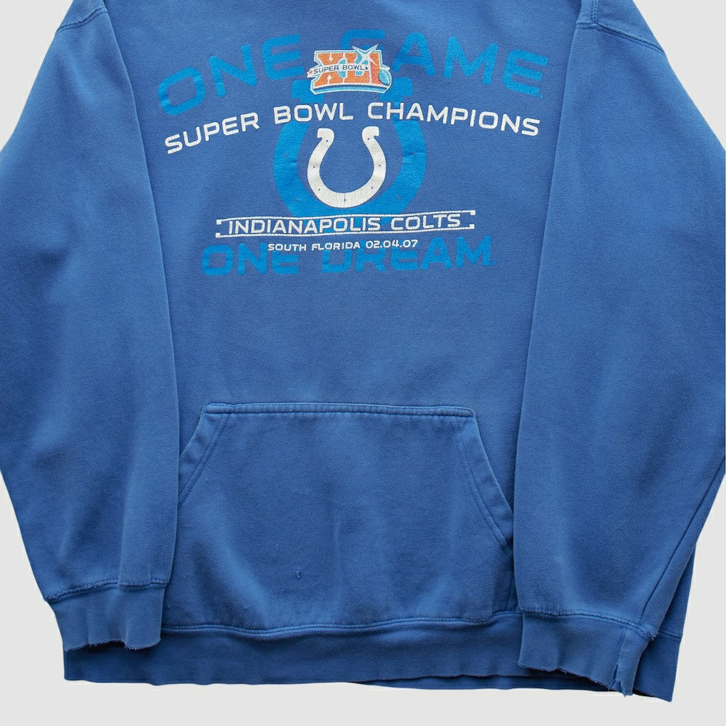 Indianapolis Colts Alstyle 2007 Hooded Pullover Sweatshirt Blue Vintage