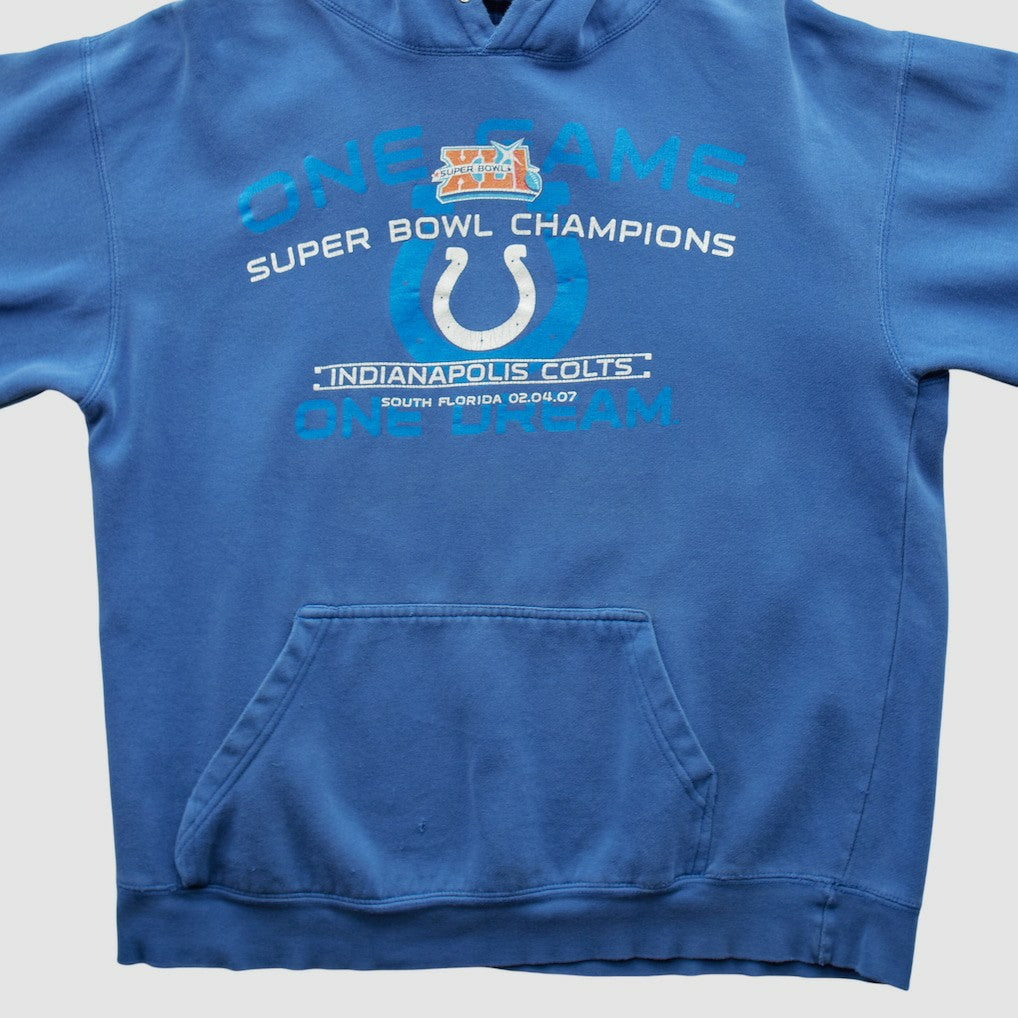 Indianapolis Colts Alstyle 2007 Hooded Pullover Sweatshirt Blue Vintage